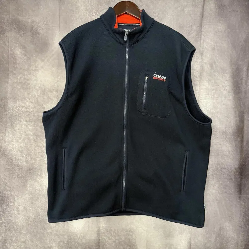 Vintage Chaps Ralph Lauren Sport Mens 2XL Full-Zip‎ Sport Vest Jacket Navy Blue
